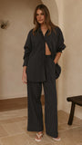 Zaila Pants Navy White Stripe