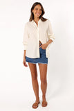Dylan Long Sleeve Button Up Top White
