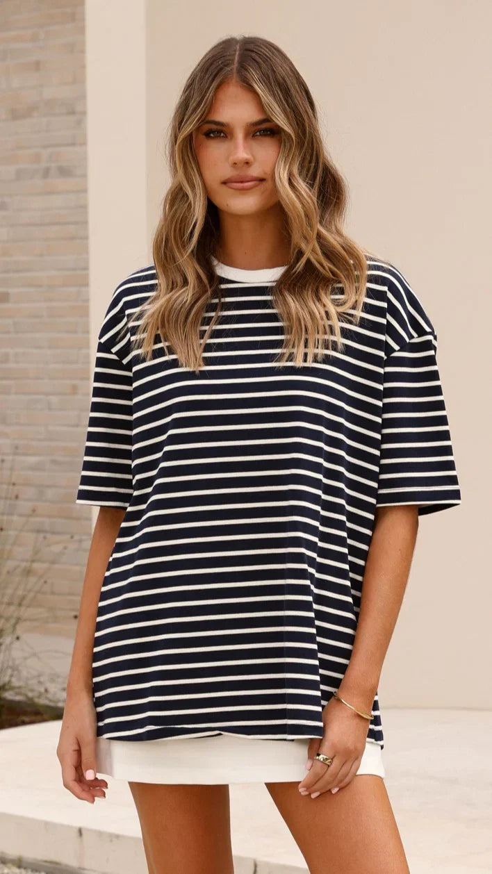 Jeto Oversized Tee Navy White