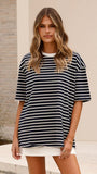 Jeto Oversized Tee Navy White