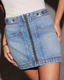 Cerise Zipper Front Denim Mini Skirt