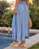 Iris Pleated Chambray Maxi Skirt