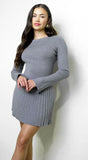 Aurora Sweater Knit Midi Dress Gray