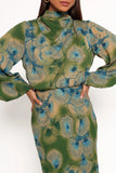 Perrie Long Sleeve Midi Dress Green