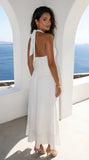 Aurevia Drape Seashell Slit Maxi Dress Off White
