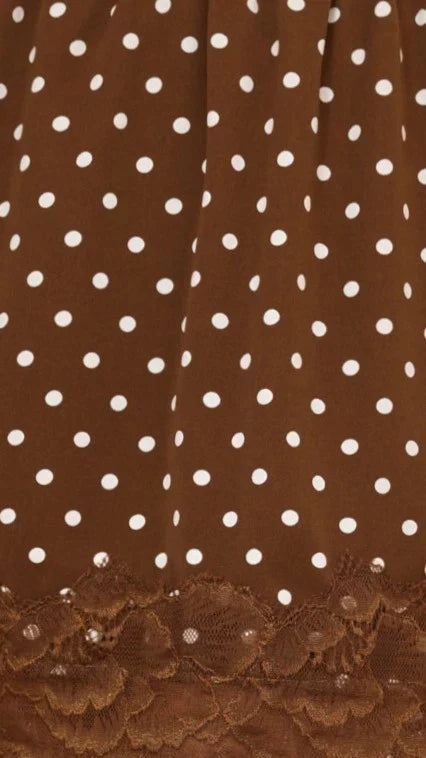 Kiki Lace Mini Skirt Chocolate Polka