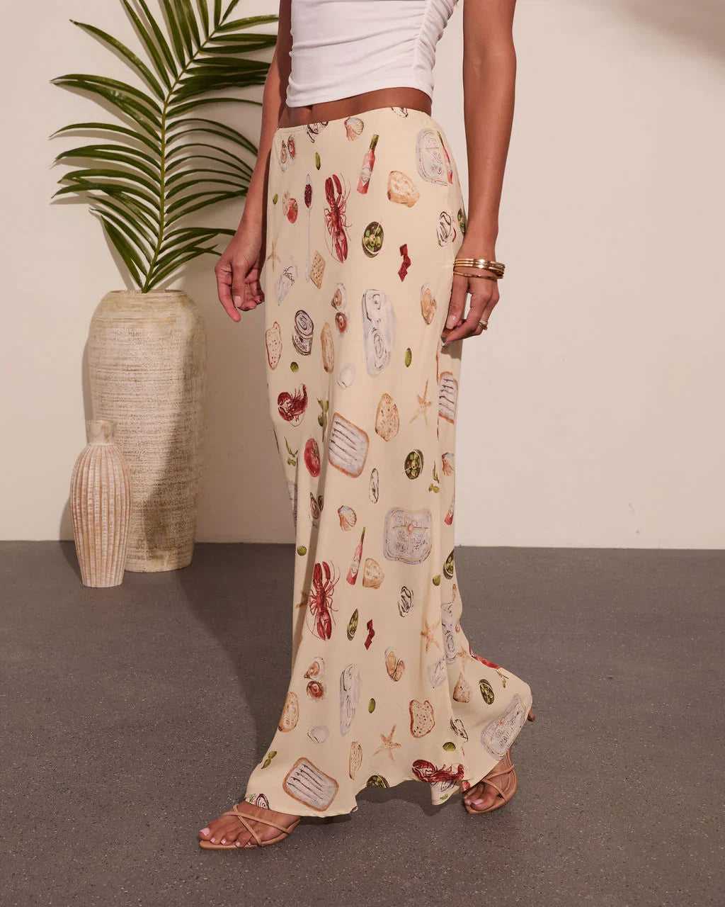Coastal Fresh Novelty Print Maxi Skirt