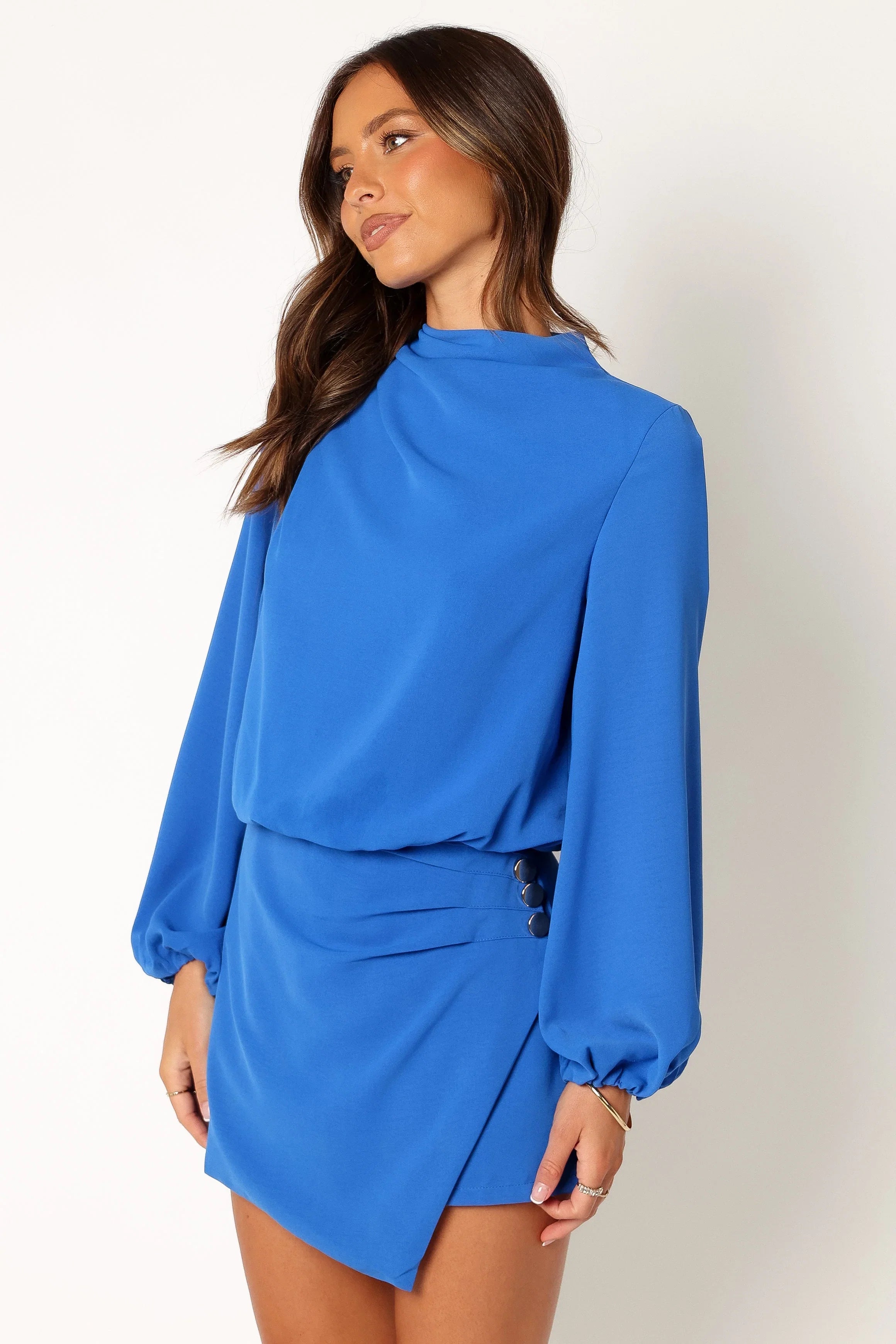 Galen Long Sleeve Romper Paris Blue