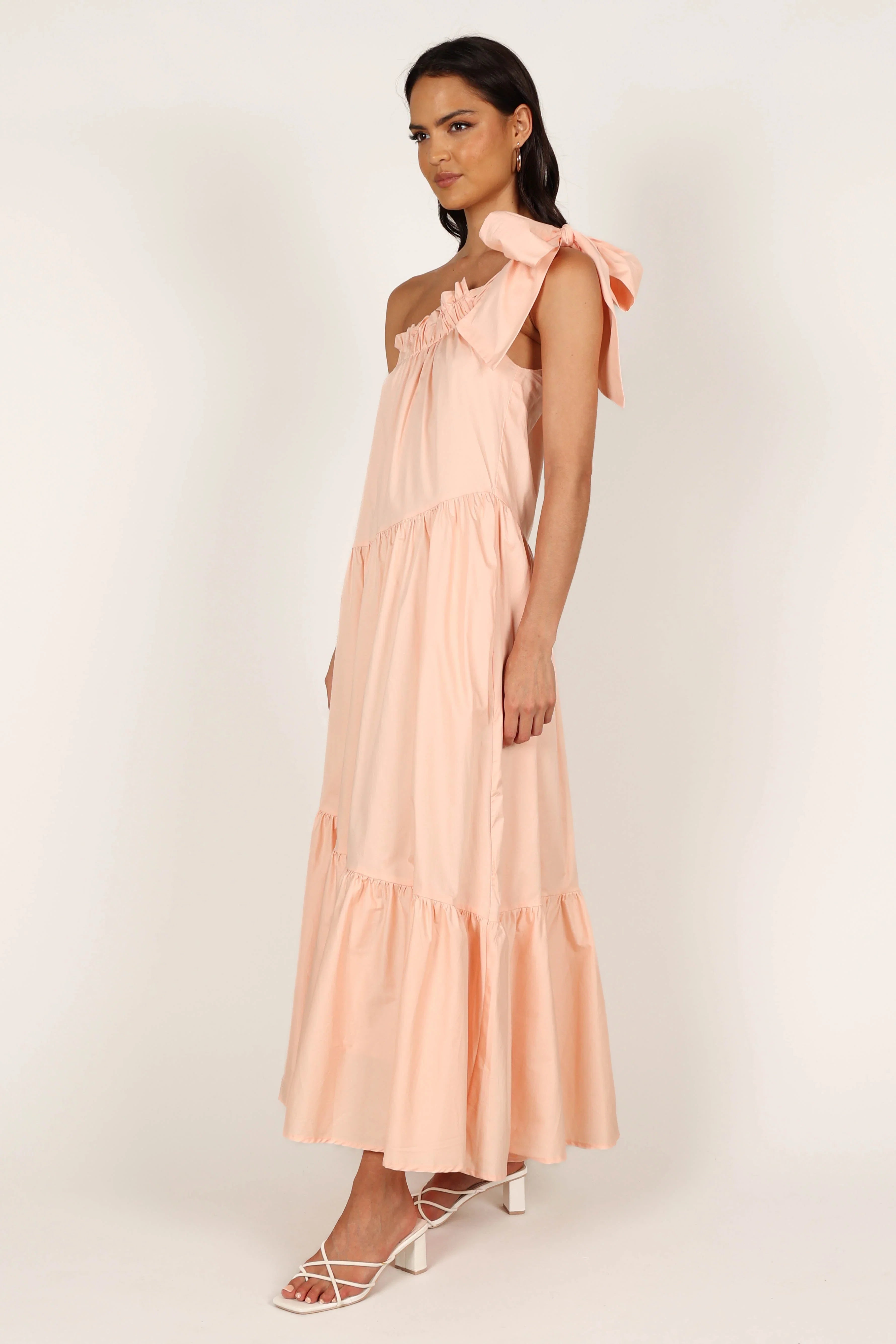 Ava One Shoulder Maxi Dress Peach