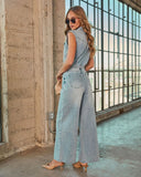 Rowene Waist Tie Denim Jumpsuit