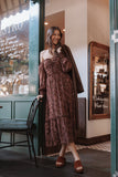 Keziah Long Sleeve Maxi Dress Burgundy Paisley
