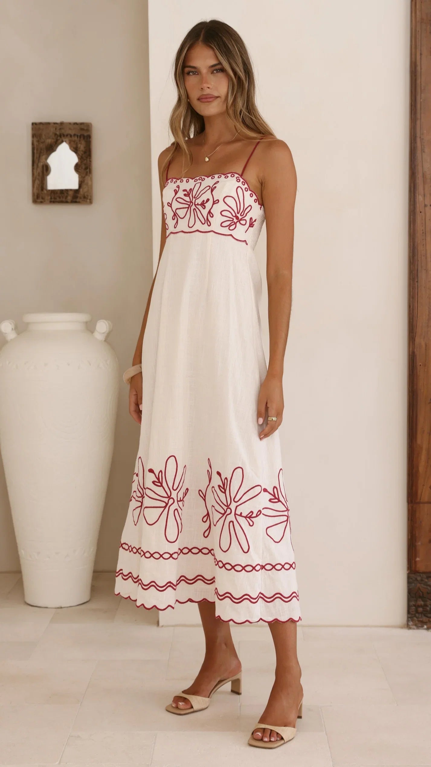Mira Maxi Dress Cream Red