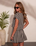 Velmiah Gingham Print Short Sleeve Top