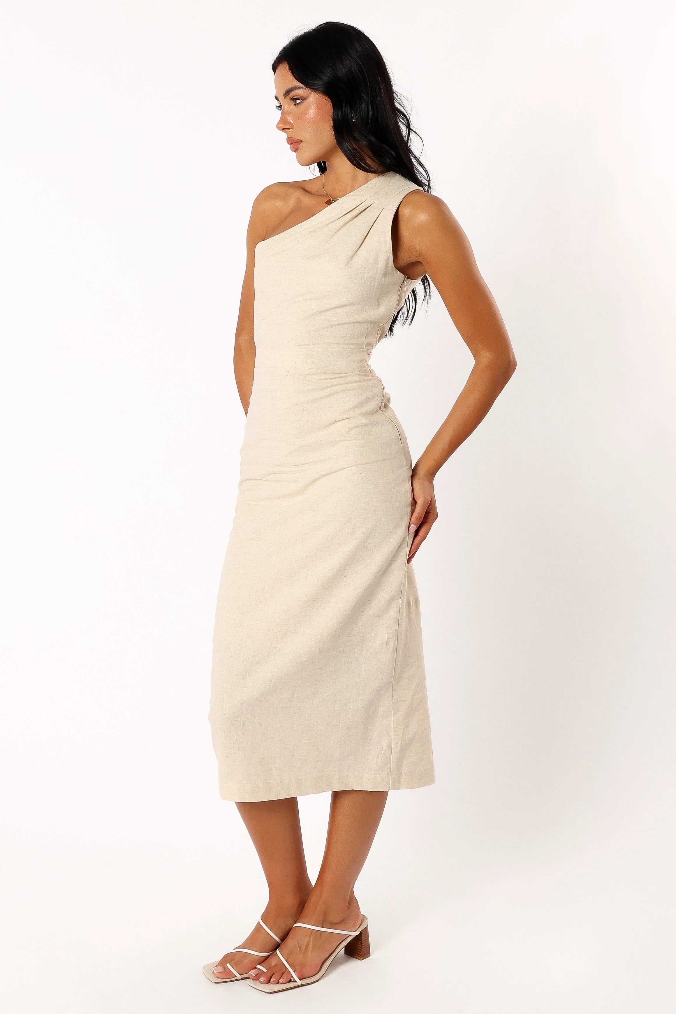 Gibson One Shoulder Midi Dress Oatmeal