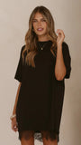 Saya T Shirt Lace Mini Dress Black