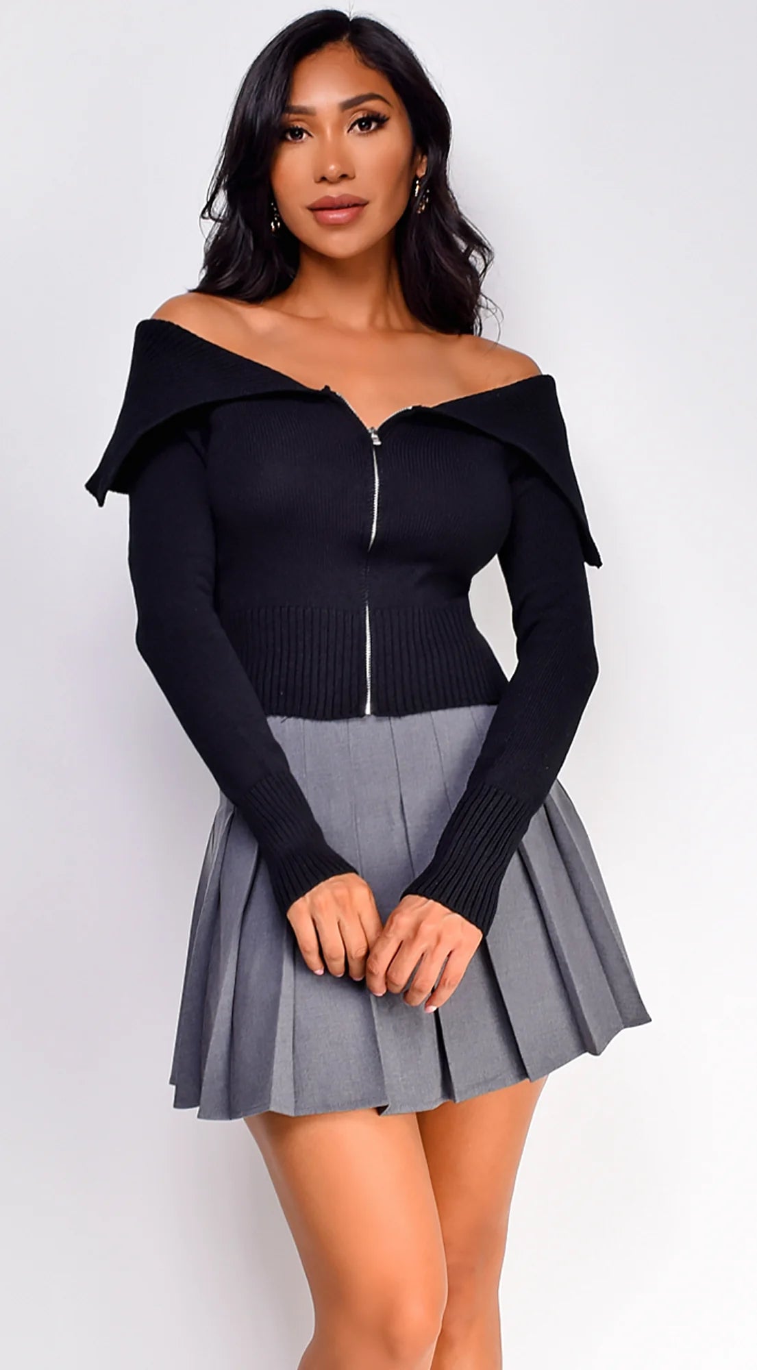 Presley Pleated Skirt Gray