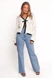 Lainy Bow Tie Font Cardigan Cream