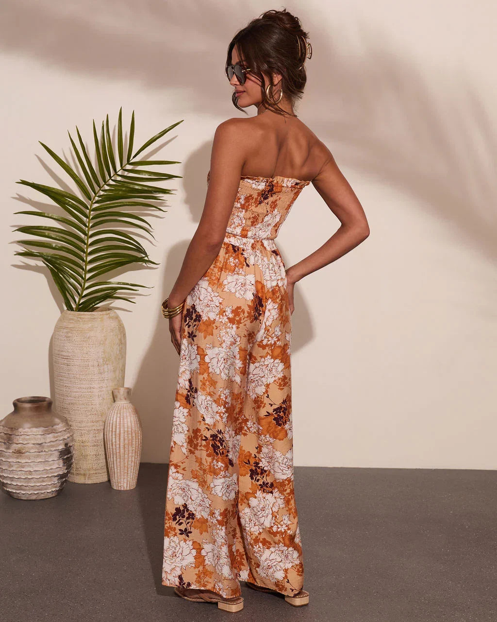 Sun Daydream Strapless Floral Print Jumpsuit