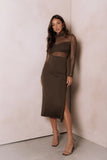 Farrow Long Sleeve Midi Dress Olive