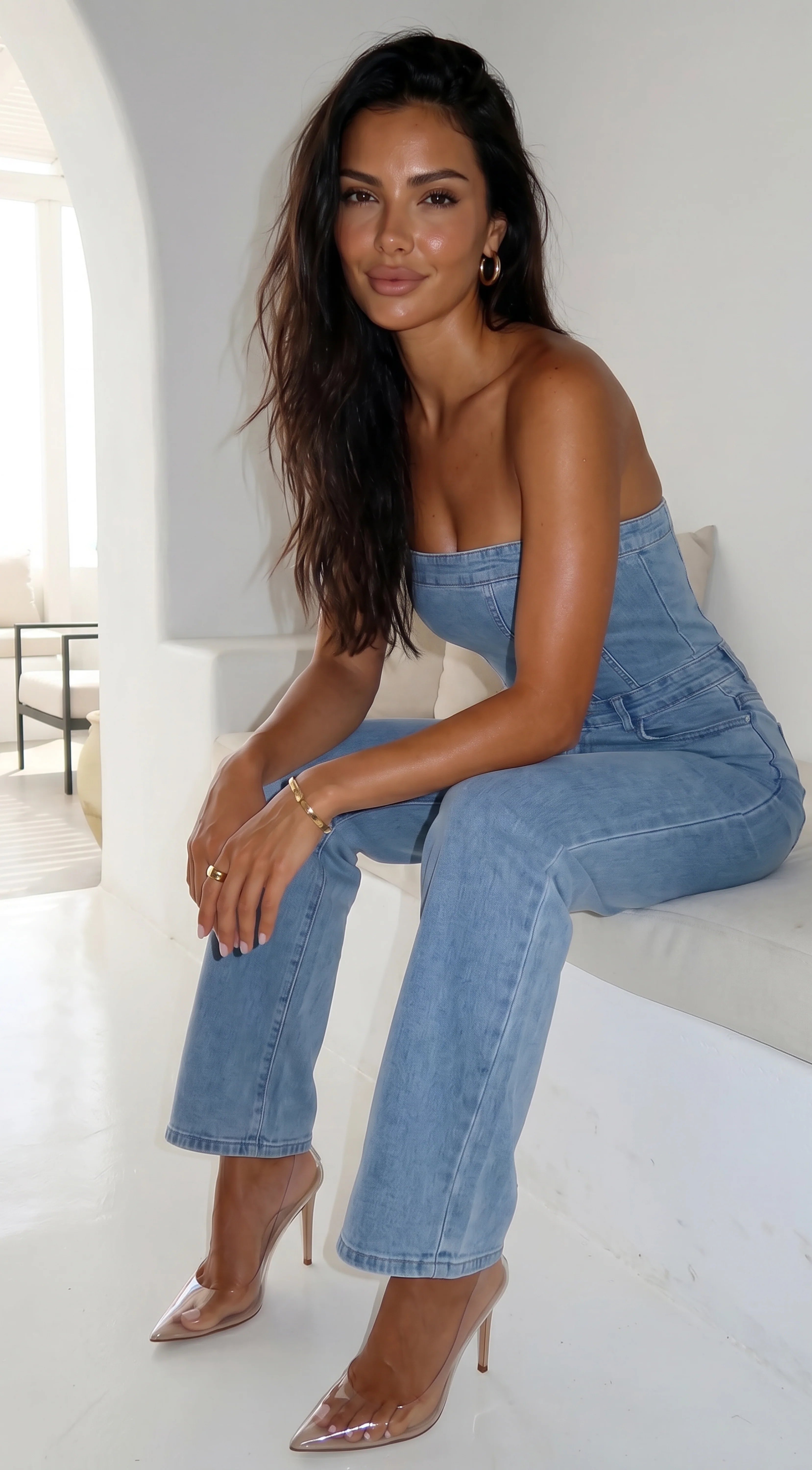 Dara Denim Tube Jumpsuit Blue