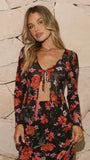 Brianna Open Tie Top Dark Floral