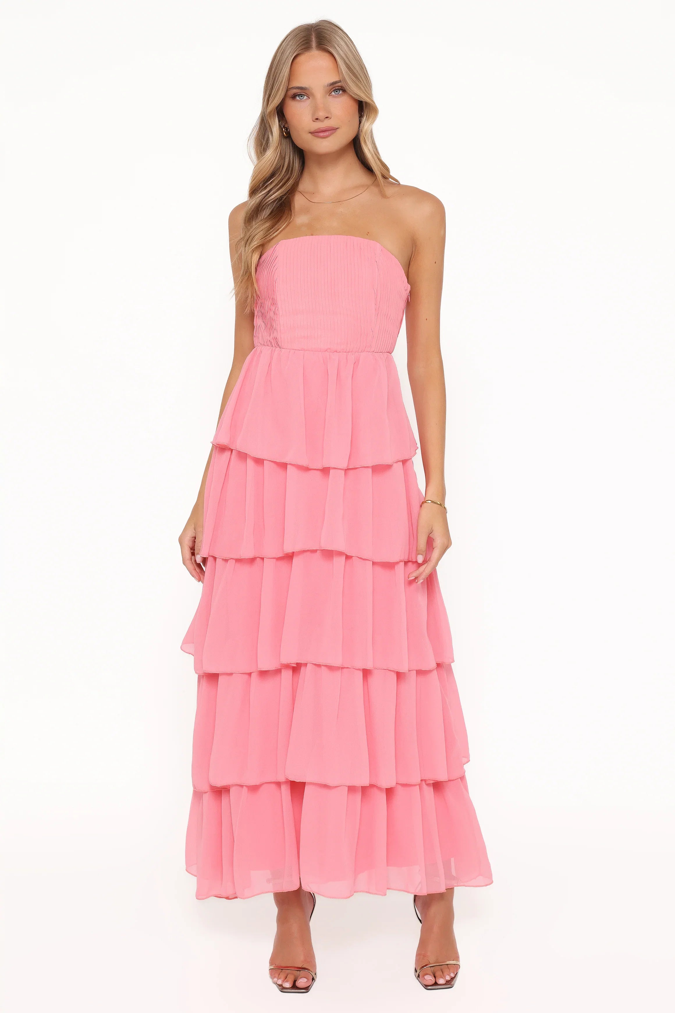 Peachester Strapless Maxi Dress Coral