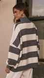 Harita Knitted Sweater Grey Cream Stripe