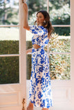 Aminah Puff Sleeve Dress Blue Floral