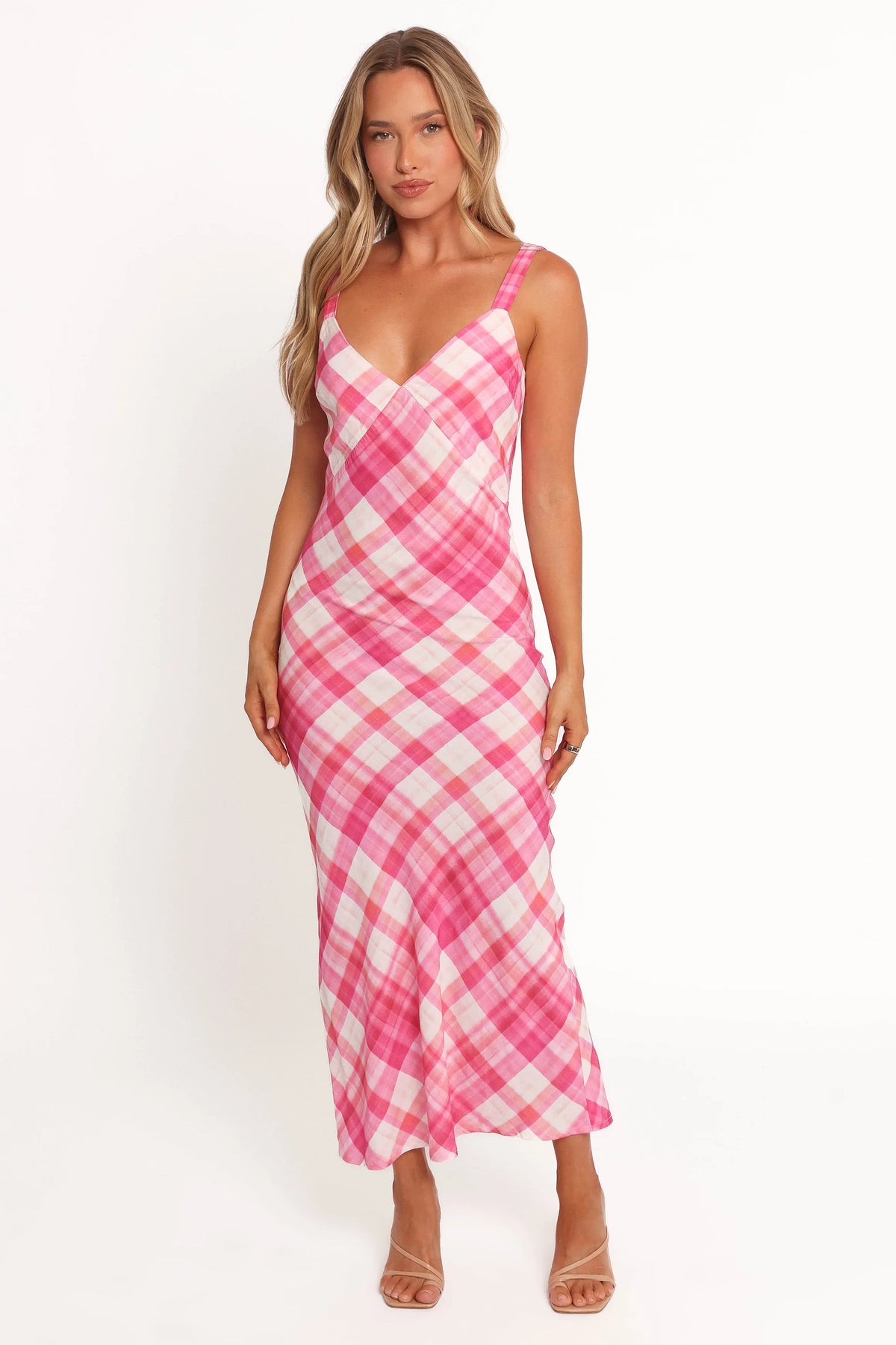 Morghan Midi Dress Pink Check
