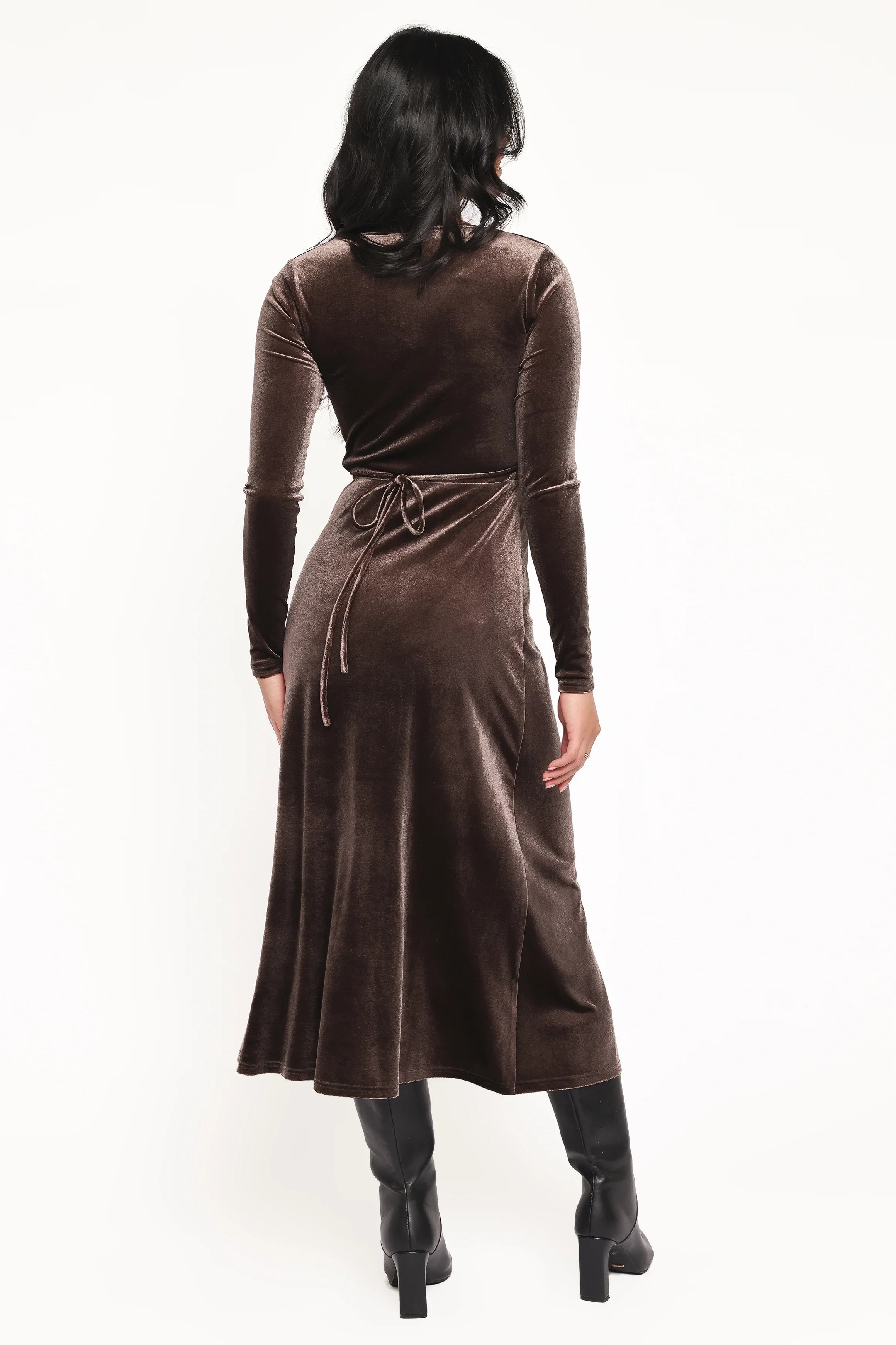 Darby Long Sleeve Midi Dress Dark Brown