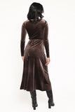 Darby Long Sleeve Midi Dress Dark Brown