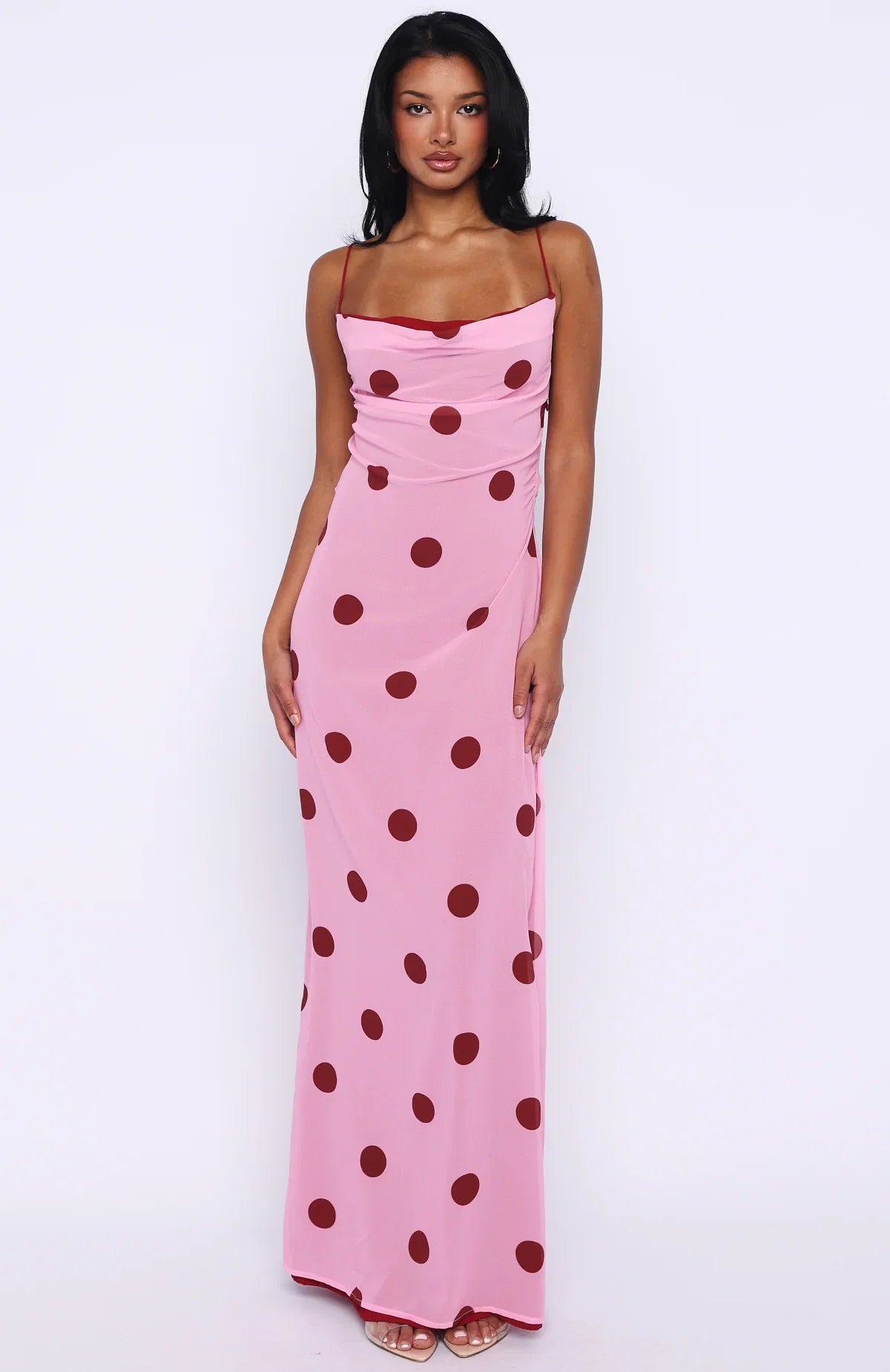 Peony Pop Maxi Dress Pink Polka Dot