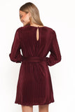 Joy Plisse Mini Dress Burgundy