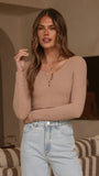 Lacy Long Sleeve Top Mocha