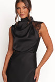 Anabelle Halter Neck Lace Maxi Dress Black