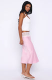 For A Long Time Lace Trim Midi Skirt Pink