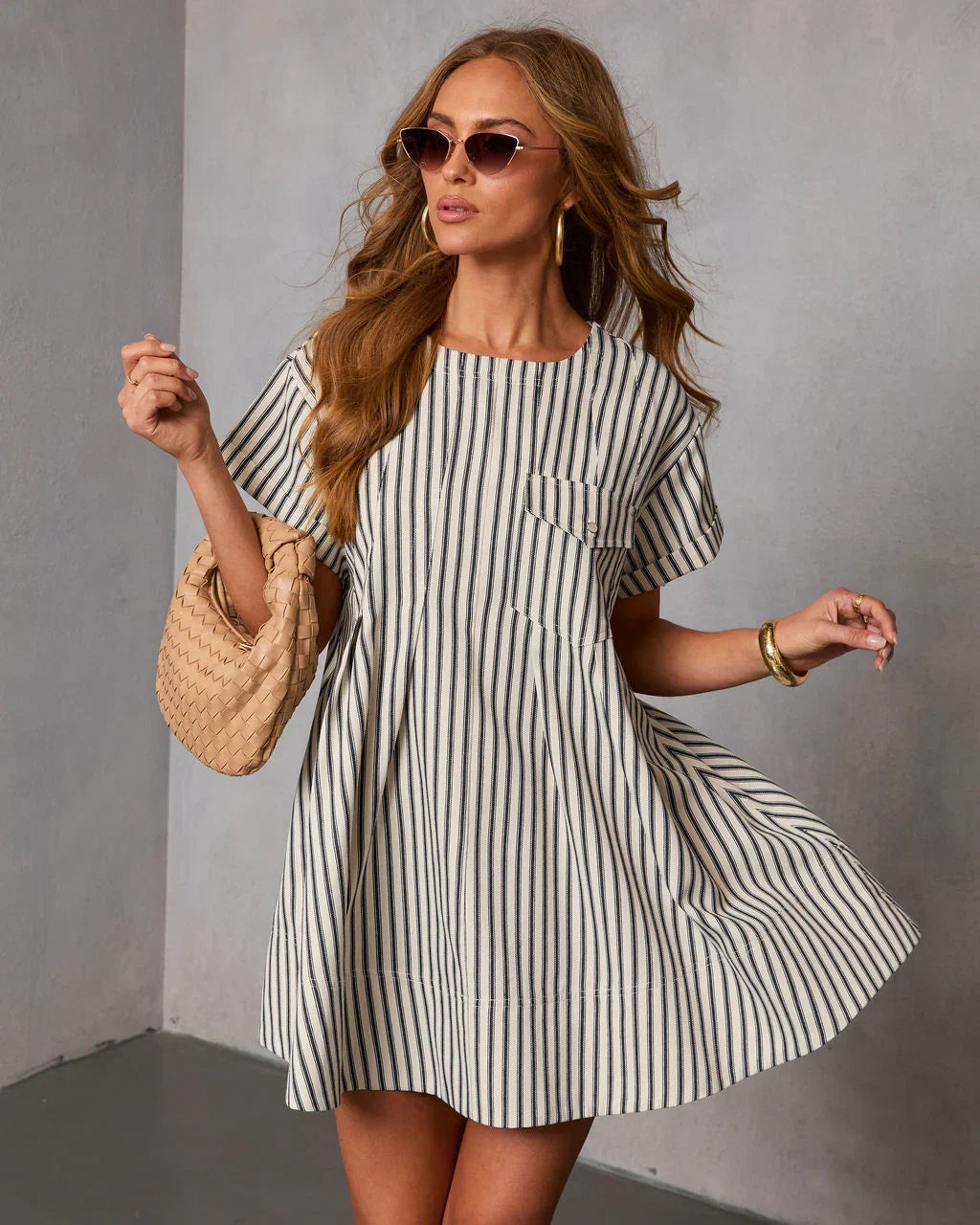 Clean Grace Pinstripe Mini Dress