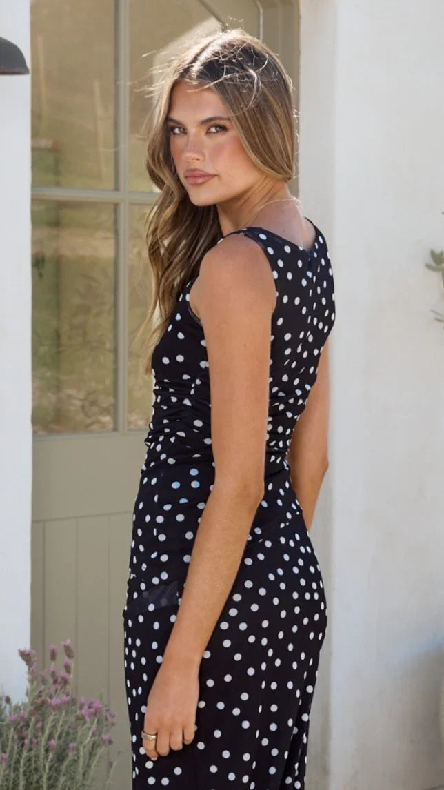 Leighton Top Black White Polka Dot