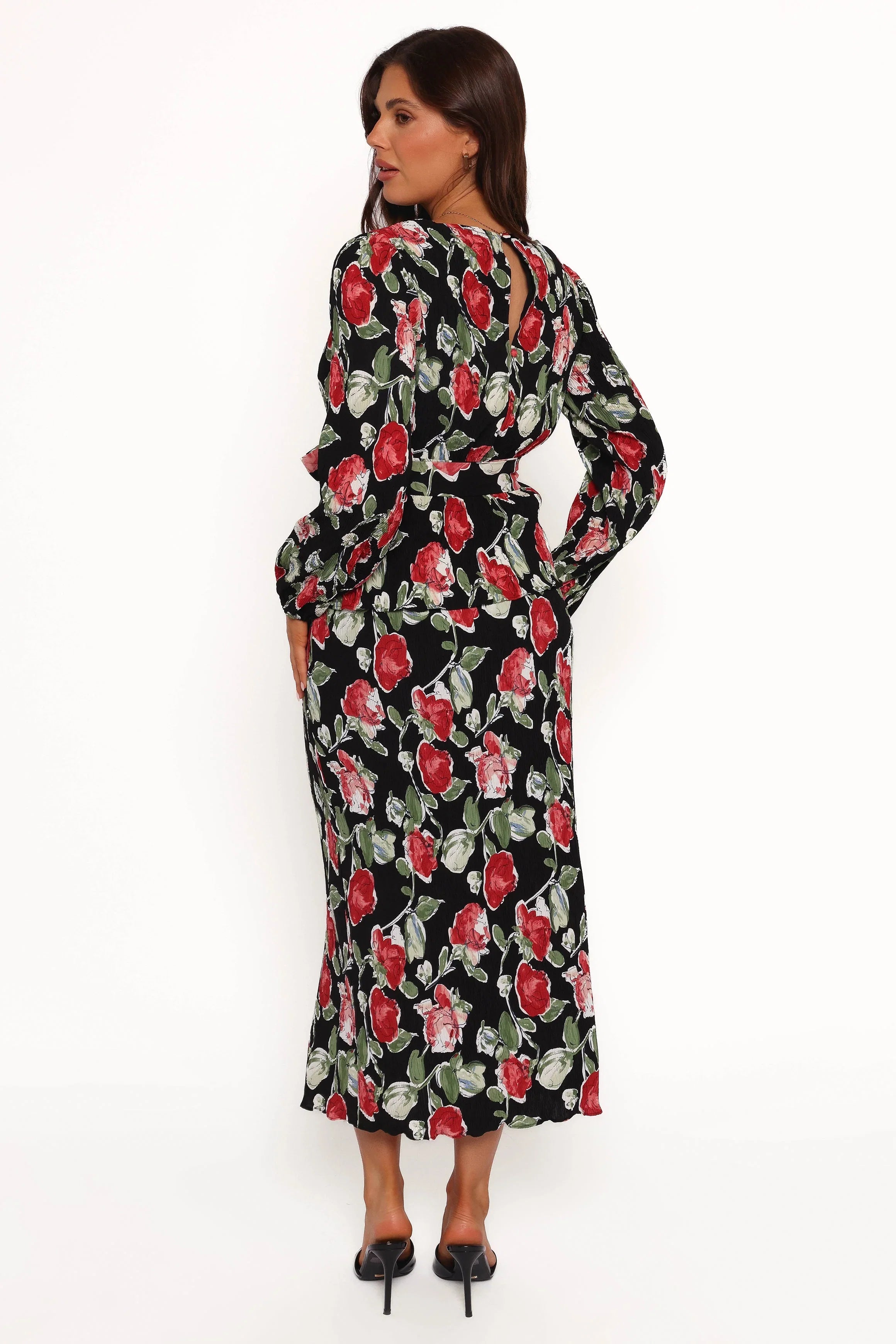 Minelli Pleat Midi Skirt Black Rose