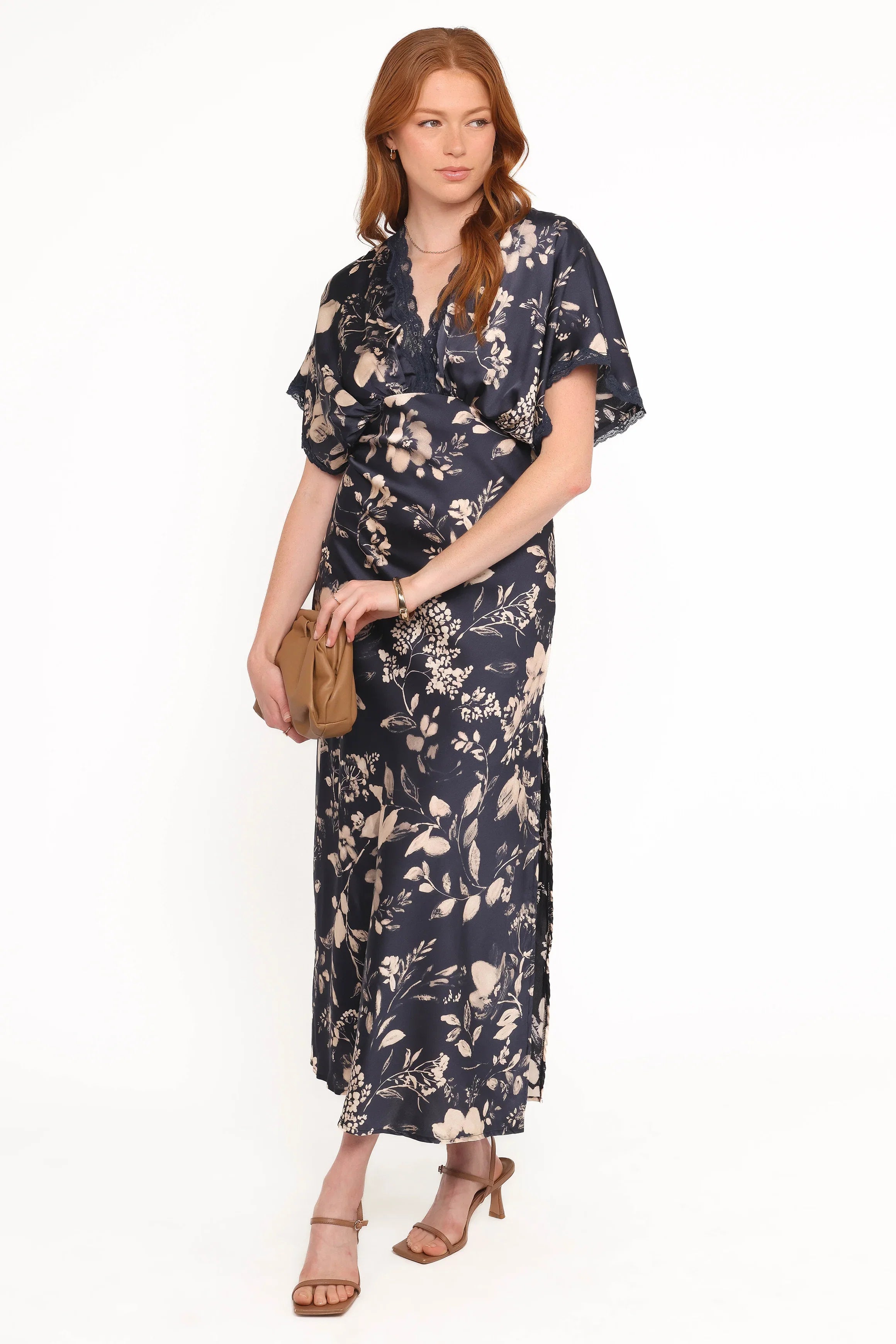Laurent Midi Dress Navy Cream Floral