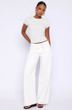 Kendall Mid Rise Wide Leg Jeans Off White