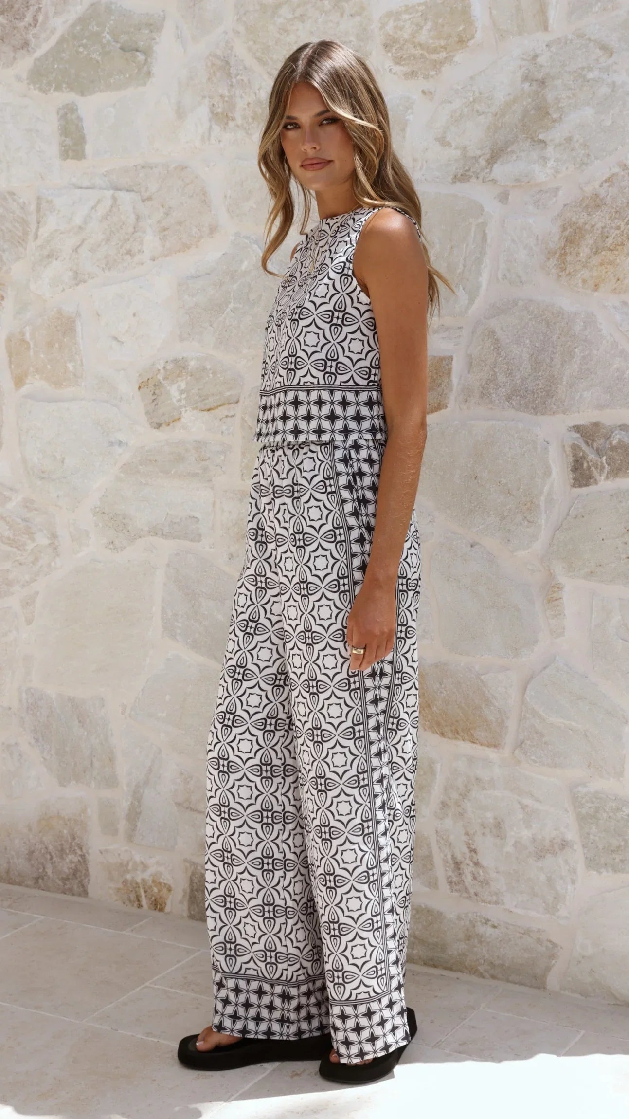 Ollie Pants Black White Print