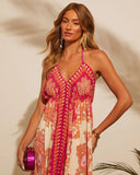 Vineyard Border Print Maxi Dress