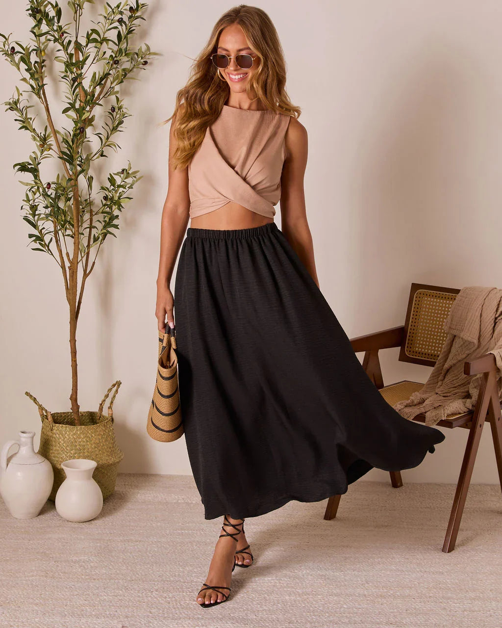 Christien Surplice Hem Crop Top