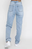 Whos That Girl Straight Leg Denim Jeans Washed Blue