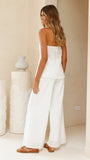 Sharni Strapless Pleat Top and Pants Set White