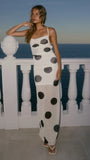 Davita Maxi Dress Beige Black Polka