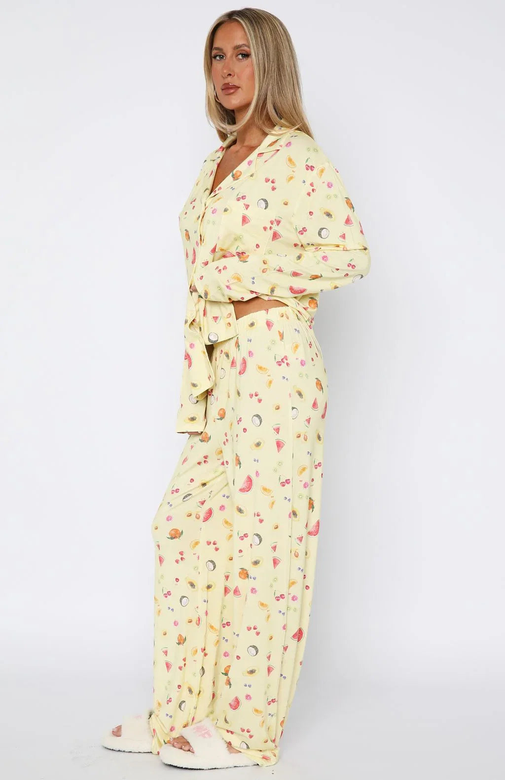 Pillow Talk Printed Long Sleeve Pyjama Set Fruit Salad