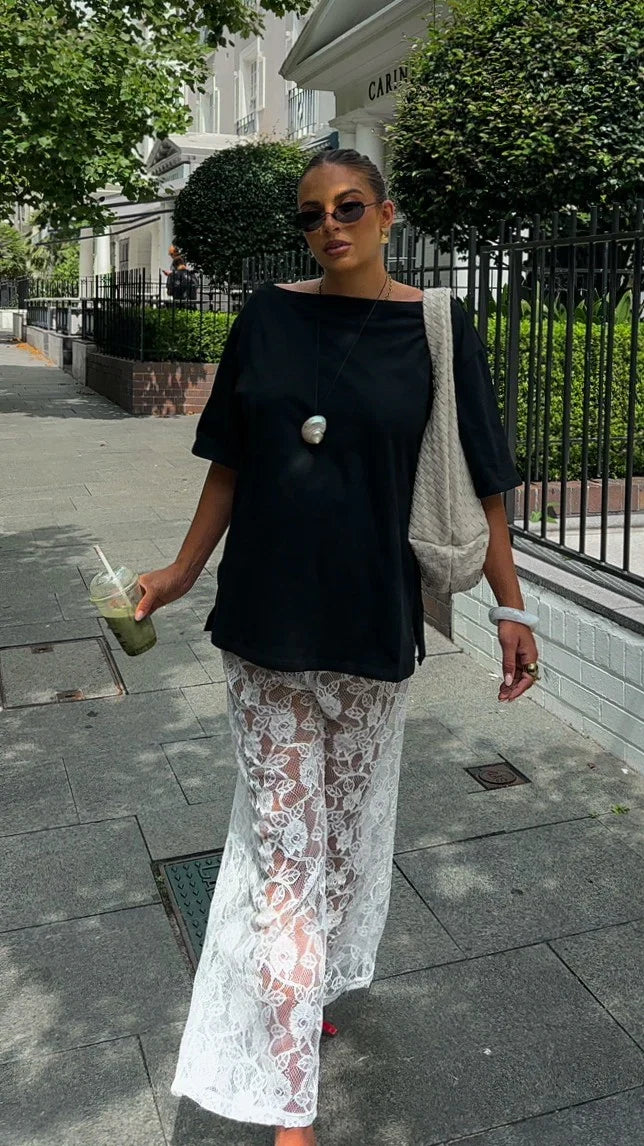 Santana Lace Pants White