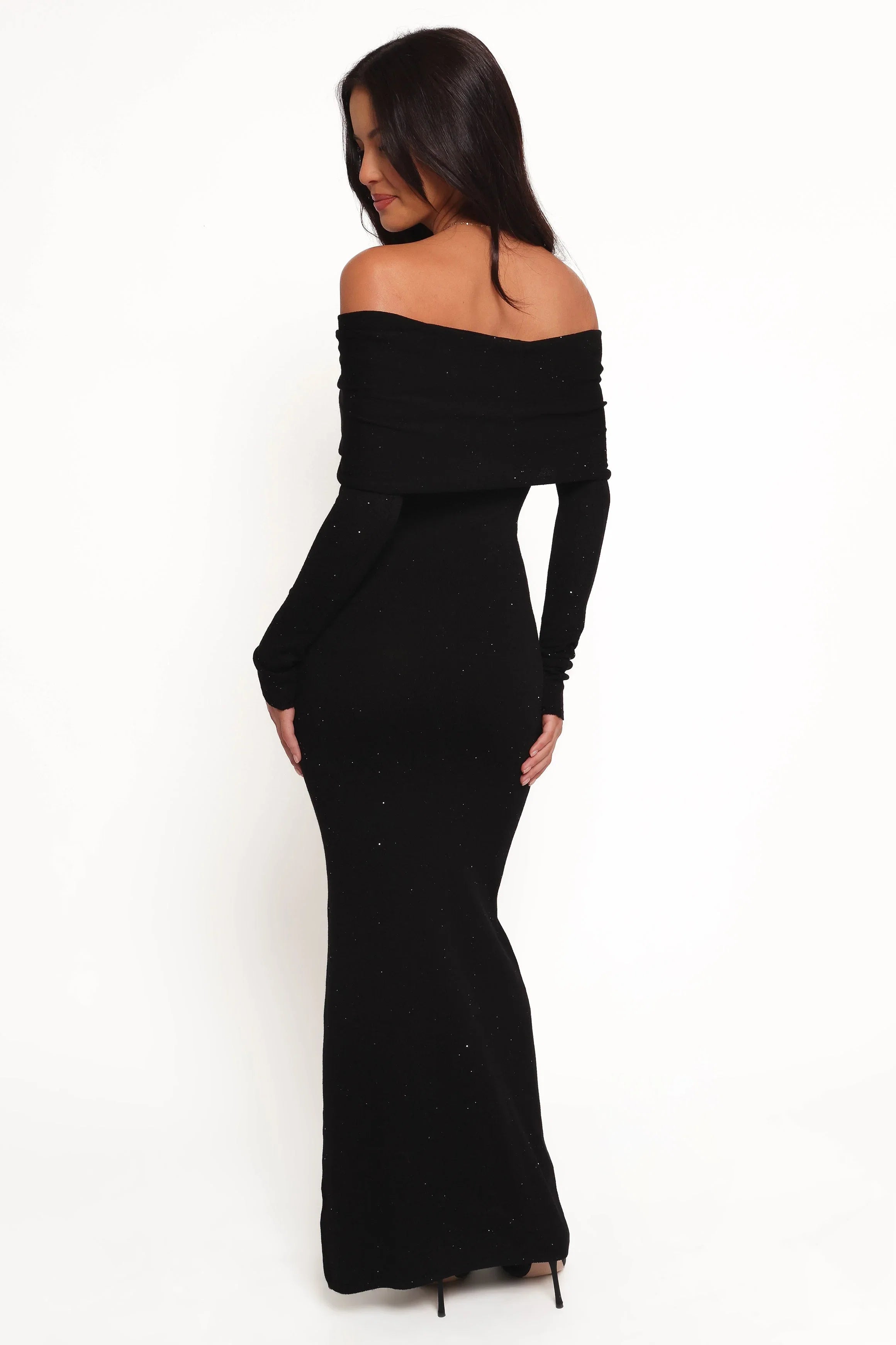 Pennie Maxi Dress Black Sequin Knit